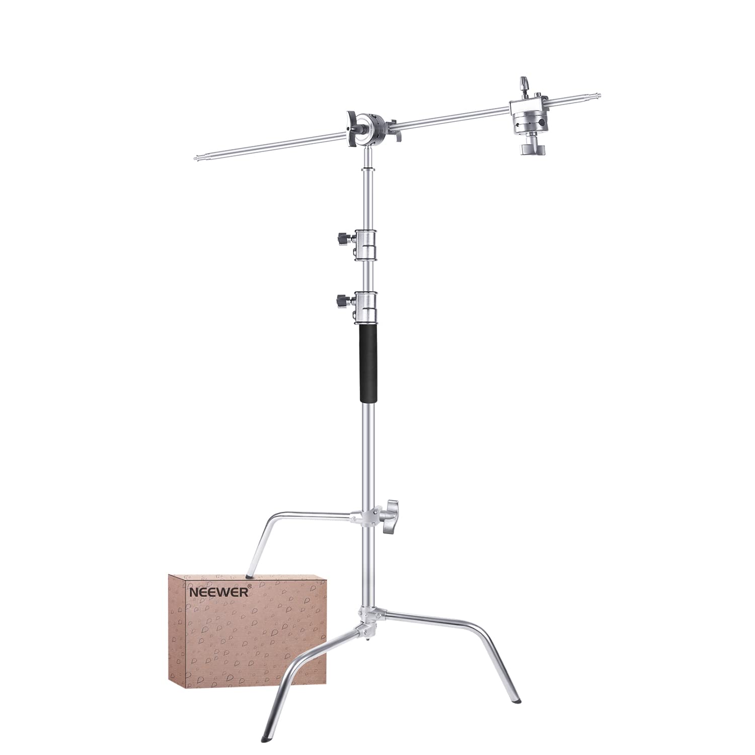 NEEWER Professional 10.13ft Stainless Steel C Stand with Boom Arm & Sliding Legs - Heavy Duty Photography Light Stand for Umbrellas, Reflectors, Softboxes, Monolights - Perfect for Studio, Portrait, and Video Shooting