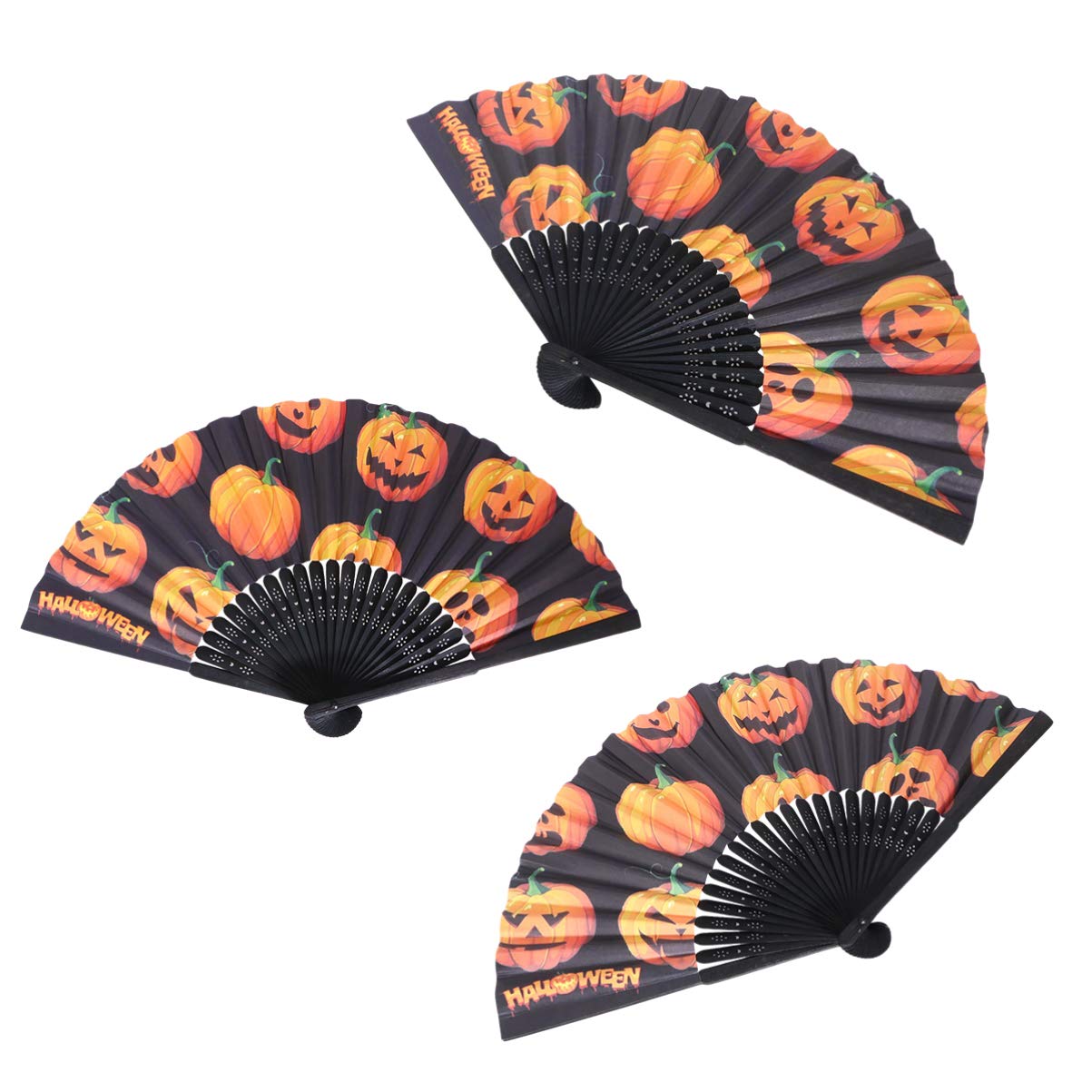 VOSAREA 3-Pack Halloween Paper Fans - Foldable Handheld Fans for Halloween Party Decorations, Costume Accessories & Unique Ornaments | Perfect for Halloween Parties, Cosplay Events & Home Decor