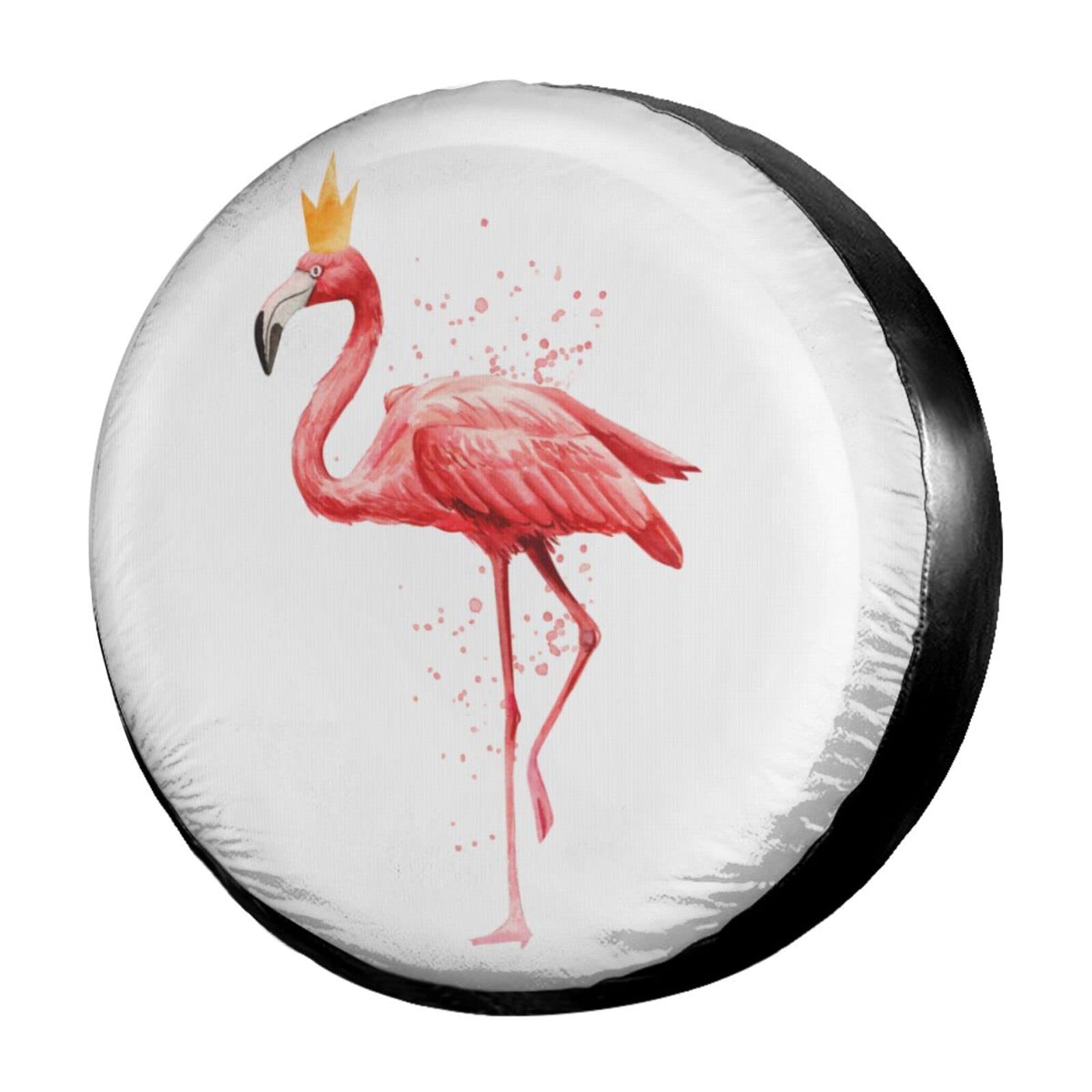Pink Flamingo Crown Spare Tire Cover - 17 Inch Dustproof Wheel Protector for RV, SUV, Trailer & Vehicles - Perfect for Road Trips & Outdoor Adventures
