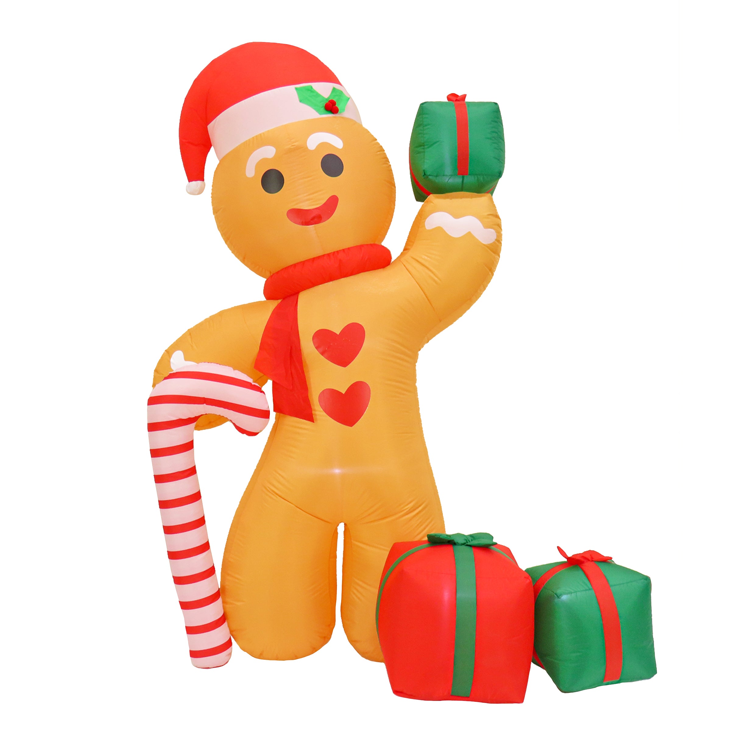 8 ft. Inflatable Christmas Gingerman Decoration - Giant Outdoor Holiday Yard Inflatable for Xmas Party, Home Decor, and Festive Lawn Display