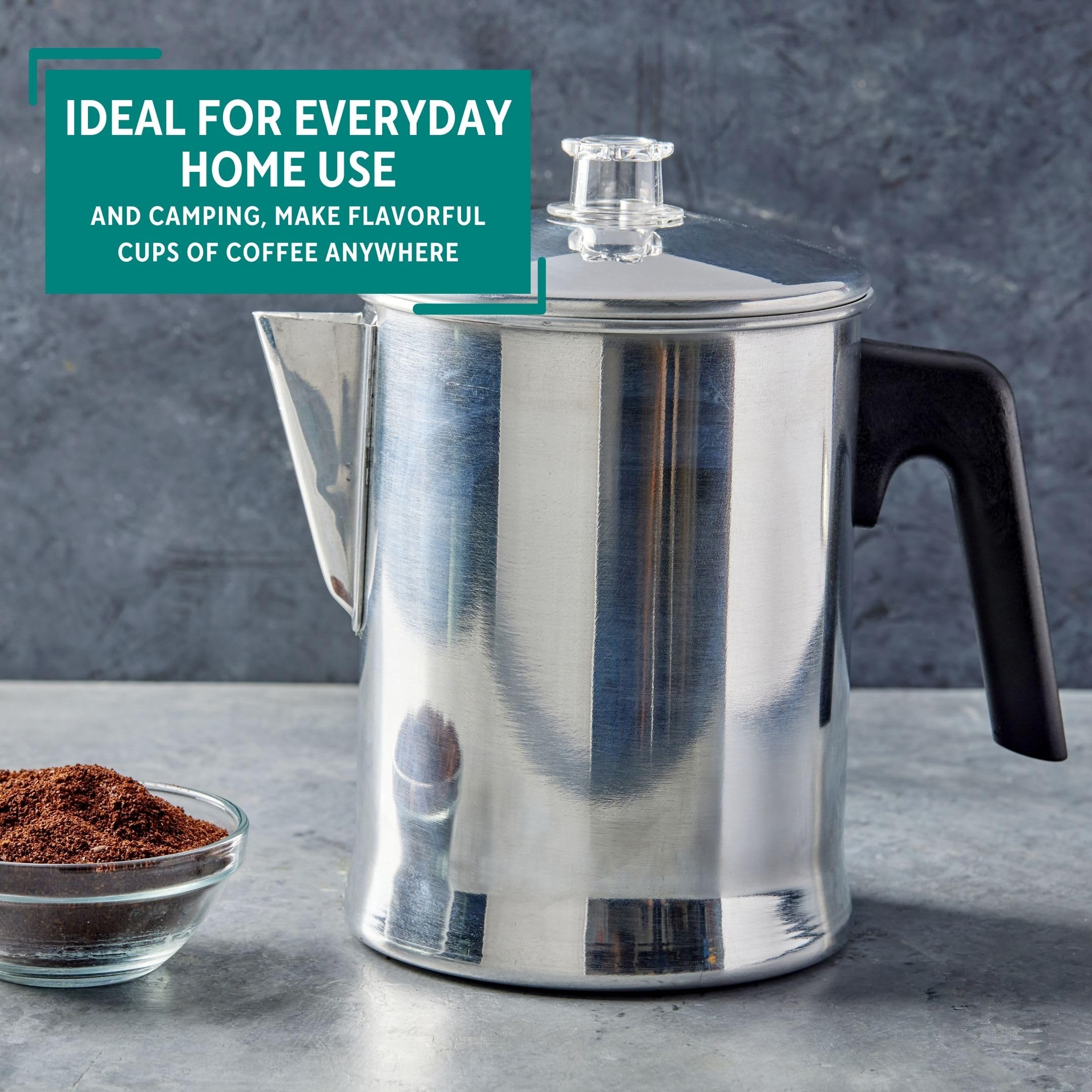 Mirro Aluminum Stove Top Percolator - 9 Cup Silver Coffee Maker for Gas & Electric Stoves | Perfect for Camping, Home Brewing & Outdoor Adventures