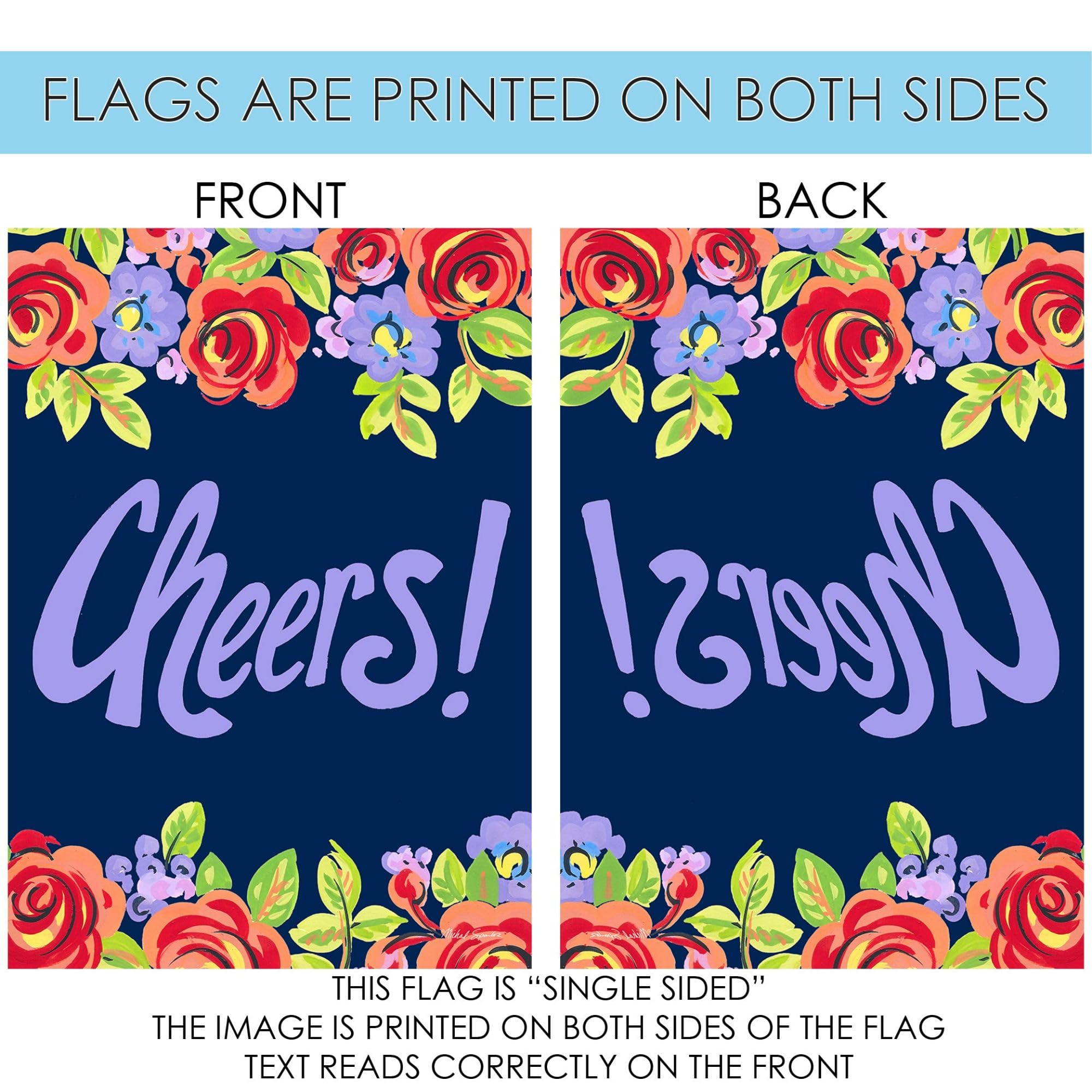 Toland Home Garden 12x18 Inch Double Sided Purple Floral Cheers Garden Flag - Outdoor Yard Decoration for House, Flower Beds & Patio Decor