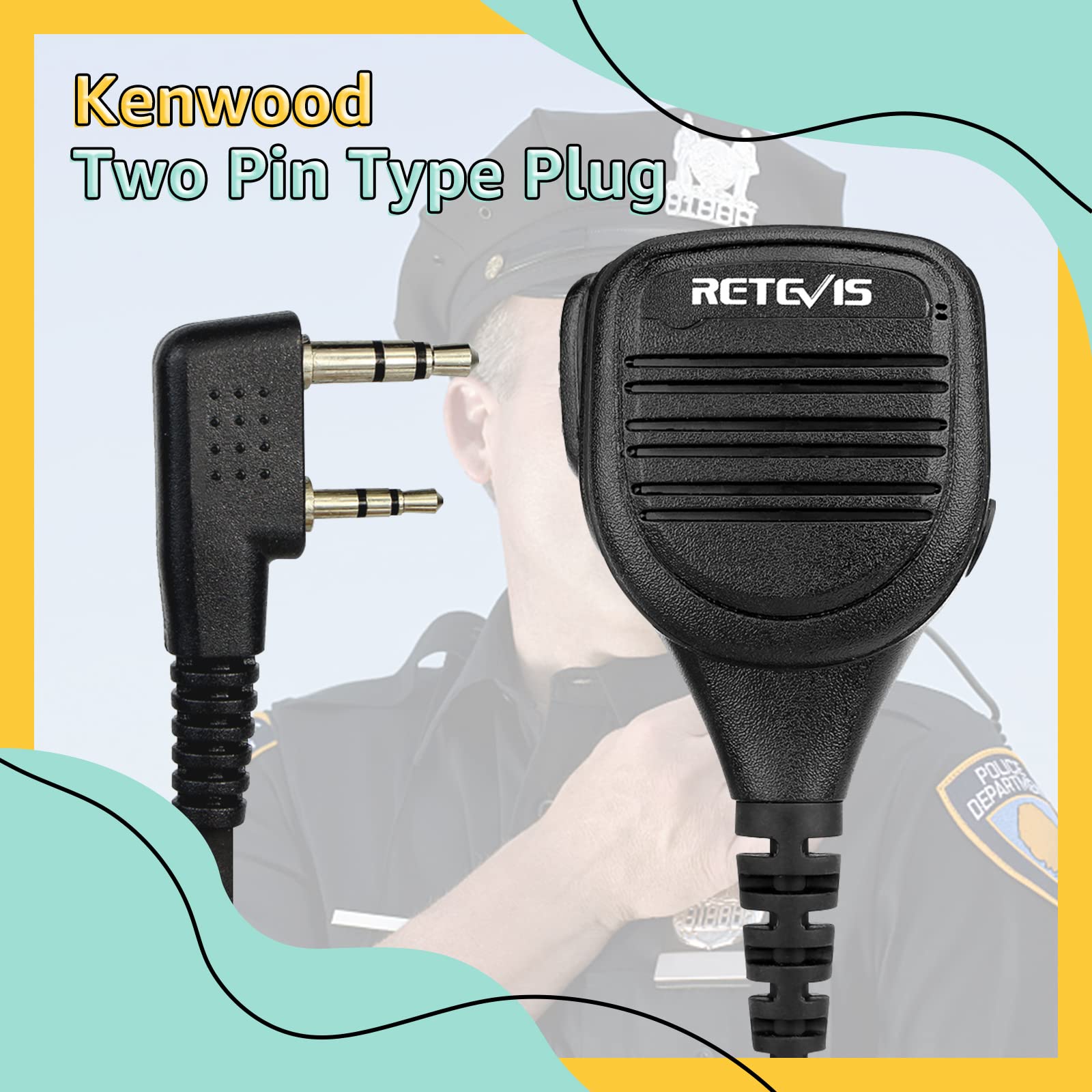 Retevis RT21 Walkie Talkie Microphone - IP54 Waterproof Shoulder Speaker Mic for RT22 RT68 H-777 RT85 RT27 RT86 RT18 RB45 BAOFENG UV-5R 5RM BF-F8HP Kenwood SAMCOM Radios - 3.5mm Audio Jack (1 Pack) - Perfect for Outdoor Adventures, Construction Sites & Emergency Communication