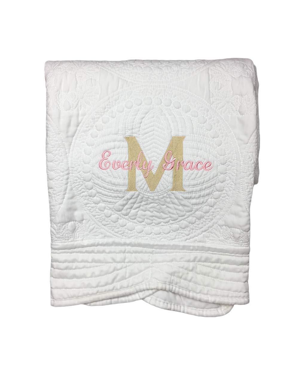 Personalized Monogrammed Baby Quilt Blankets for Boys & Girls - Soft Embroidered Crib Size Blanket - Perfect Baby Shower Gift, Nursery Decor & Toddler Comfort Blanket for Daycare, Travel & Snuggling