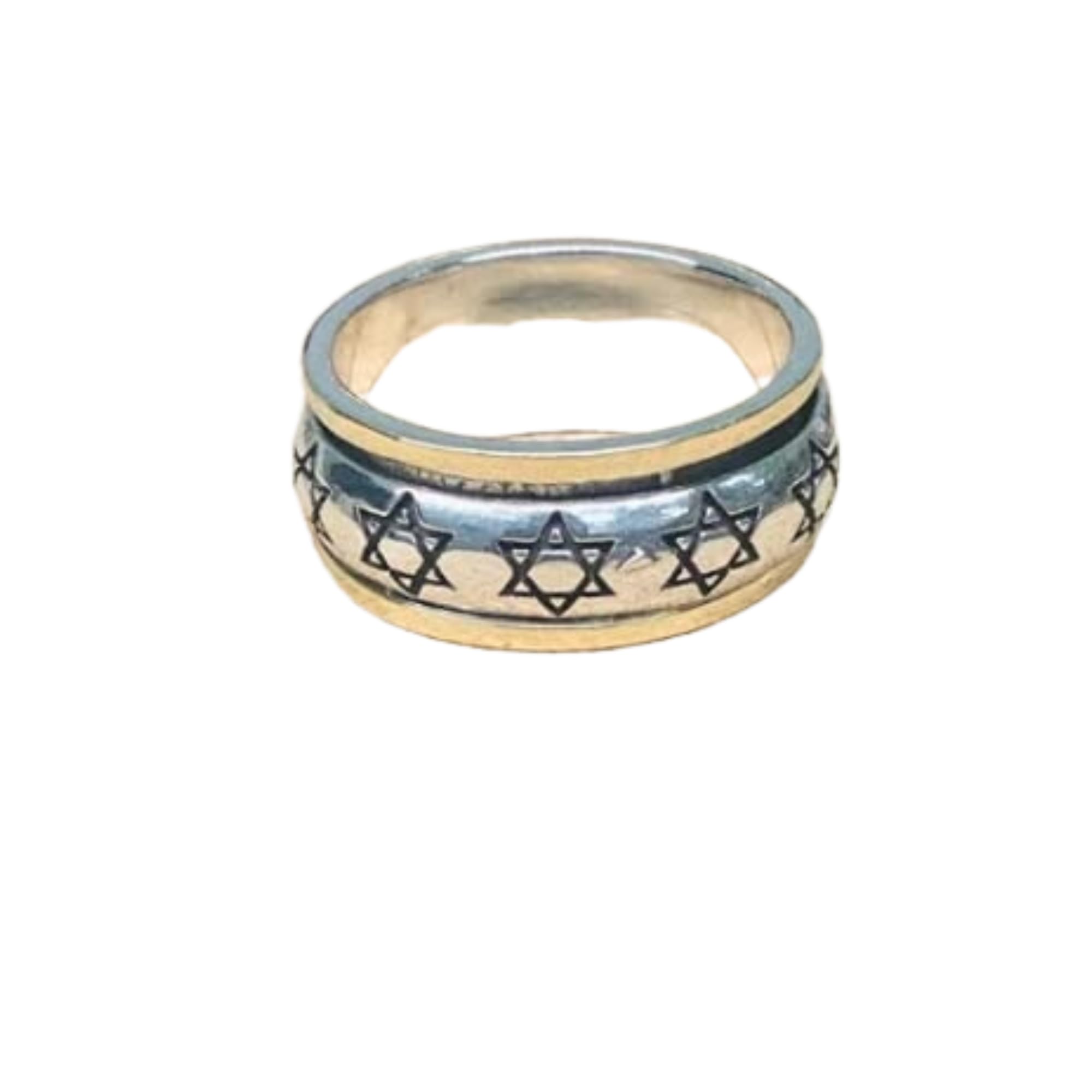 Star of David Spinner Ring - 14K Gold & Oxidized Silver Two-Tone Jewish Ring - Perfect for Hanukkah Gifts, Bar Mitzvahs & Spiritual Jewelry Collection
