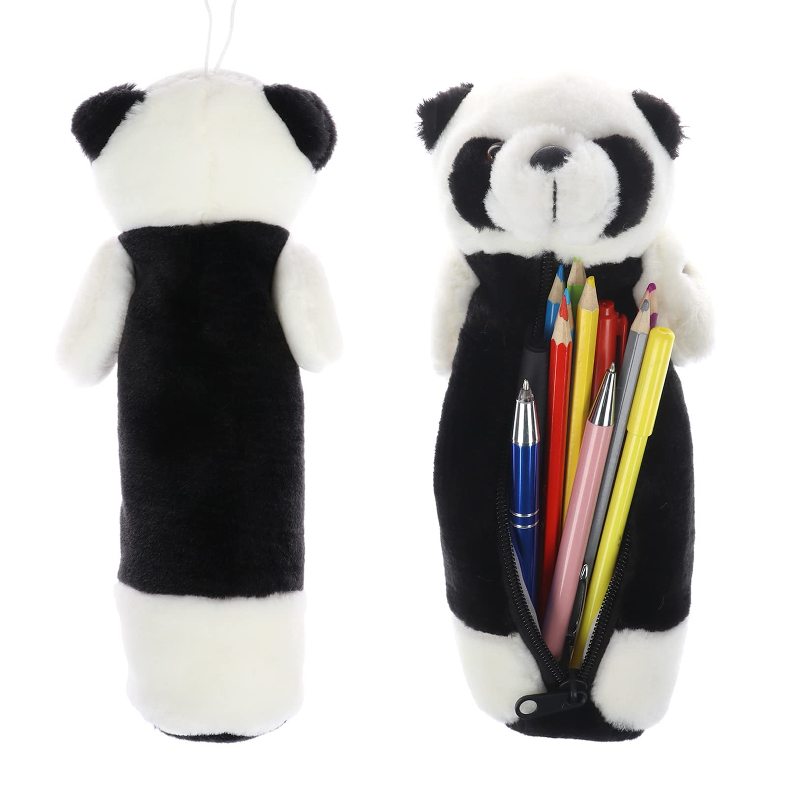 2Pcs Cute Panda Pencil Case - Plush Zipper Pouch for School Supplies, Pens & Cosmetics | Multi-Function Storage Bag for Students, Boys & Girls | Perfect Gift & Souvenir (Black & White) - Ideal for Classroom, Office & Travel Organization