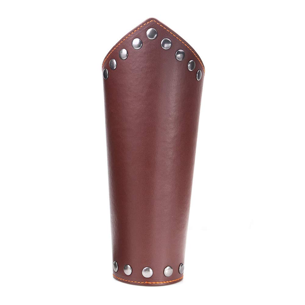Hanv Men's Black & Brown Leather Wristband - Punk Rock Biker Wide Strap Bracelet Arm Cuff for Motorcycle Riding, Concerts & Gothic Fashion Accessories