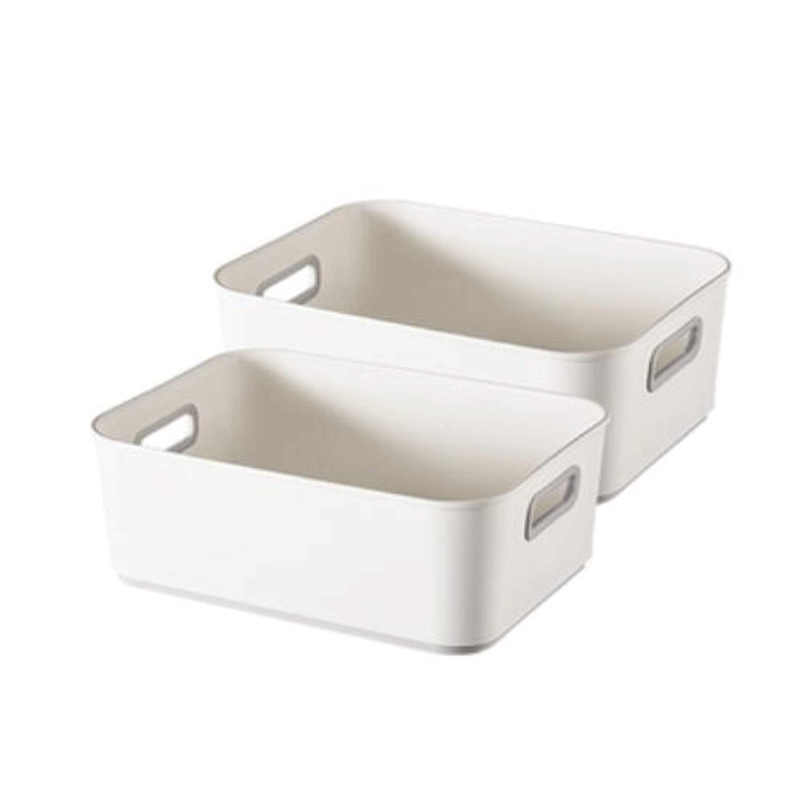 WOCOYO 27.4x20.7x10cm Plastic Storage Box - Small Organizer for Cosmetics, Bathroom, Kitchen & Living Room | White Desktop Organizer | Perfect for Makeup, Snacks, Toiletries & Home Decor Storage