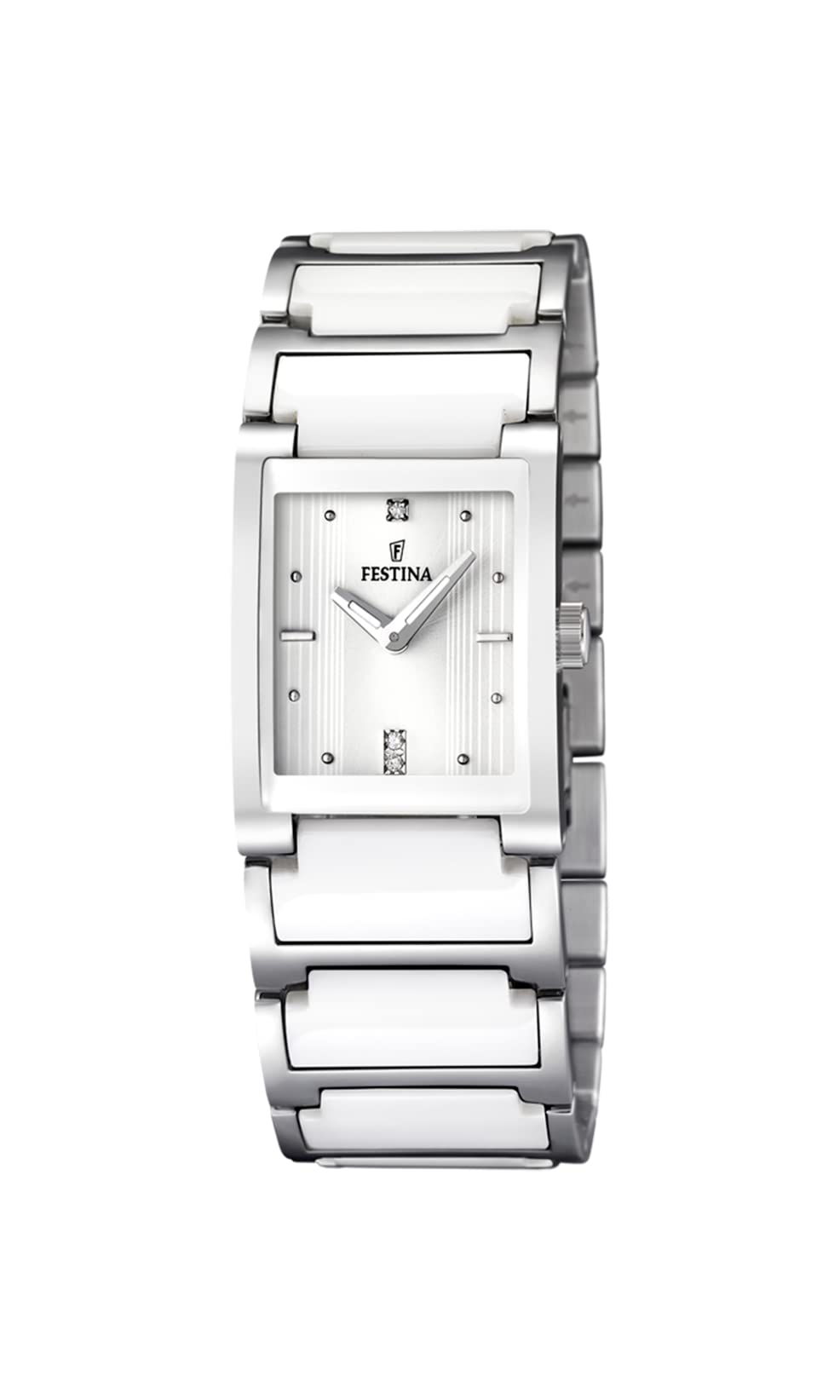 Festina Ladies Watch F16536/1 - White Ceramic Inlay Stainless Steel Waterproof Wristwatch for Women | Perfect for Office, Party & Everyday Wear