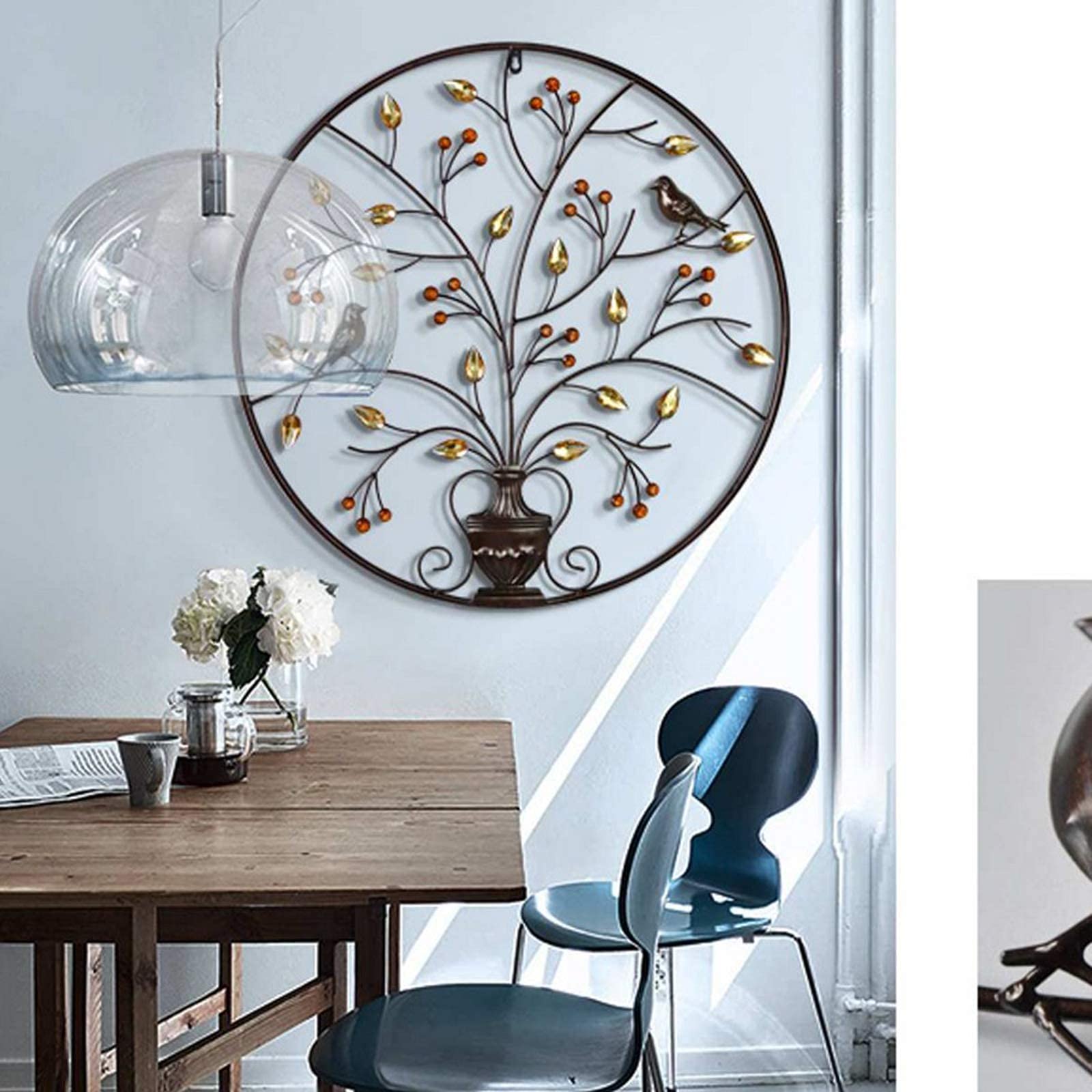 Large Metal Wall Art Decor - Handcrafted Iron Wall Sculpture with Tree and Birds Design, Round Metal Wall Hanging for Home & Hotel Decoration (Brown) | Perfect for Living Room, Bedroom, Office & Entryway Décor