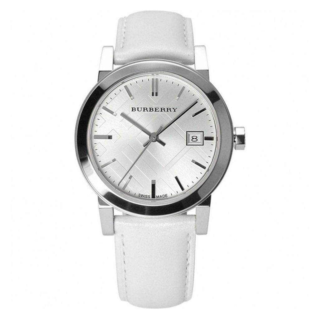 Burberry BU9128 Ladies Watch - White Impressed Check Dial & Leather Strap | Elegant Fashion Accessory for Women, Perfect for Office, Party & Daily Wear