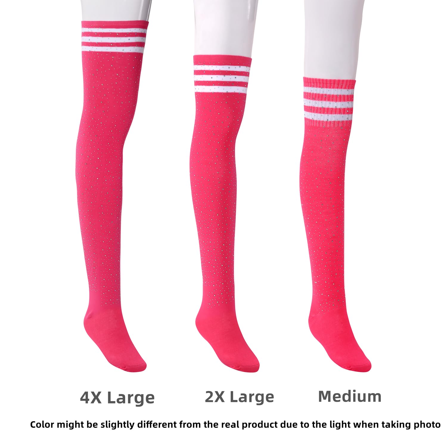 Sparkling Rhinestone Over Knee High Socks for Women - Striped Knit Stockings & Leg Warmers - Perfect for Christmas, Valentine's Day & Party Events - Great for Cosplay, Dance Performances & Winter Fashion