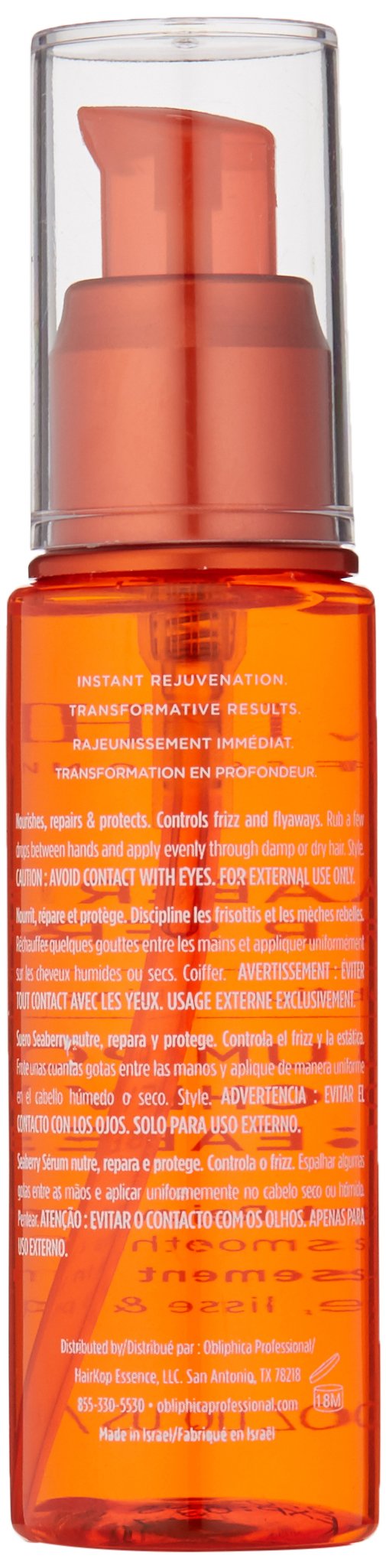 Obliphica Seaberry Leave-In Hair Serum for Fine & Medium Hair - Vitamin & Omega Enriched for Frizz Control & Hair Nourishment - Hydrating Hair Treatment for Dry Hair & Growth - 2.2 Fl Oz - Perfect for Daily Use, Travel & Salon-Quality Styling at Home