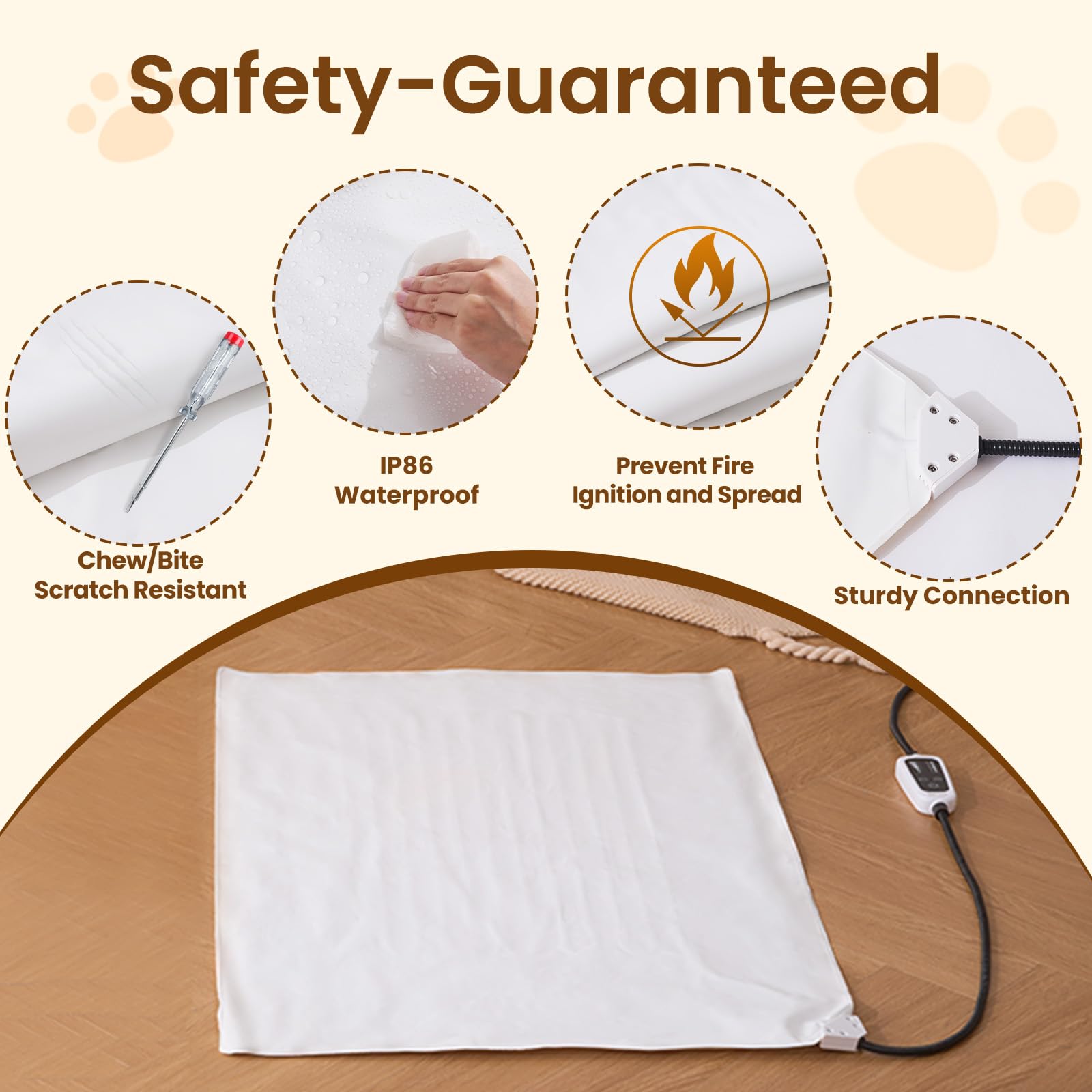Bearhug Pet Heating Pad 35x24 Inch - Adjustable Temperature Heated Bed for Dogs & Cats with Waterproof Cover - Perfect for Winter Warmth & Arthritis Relief