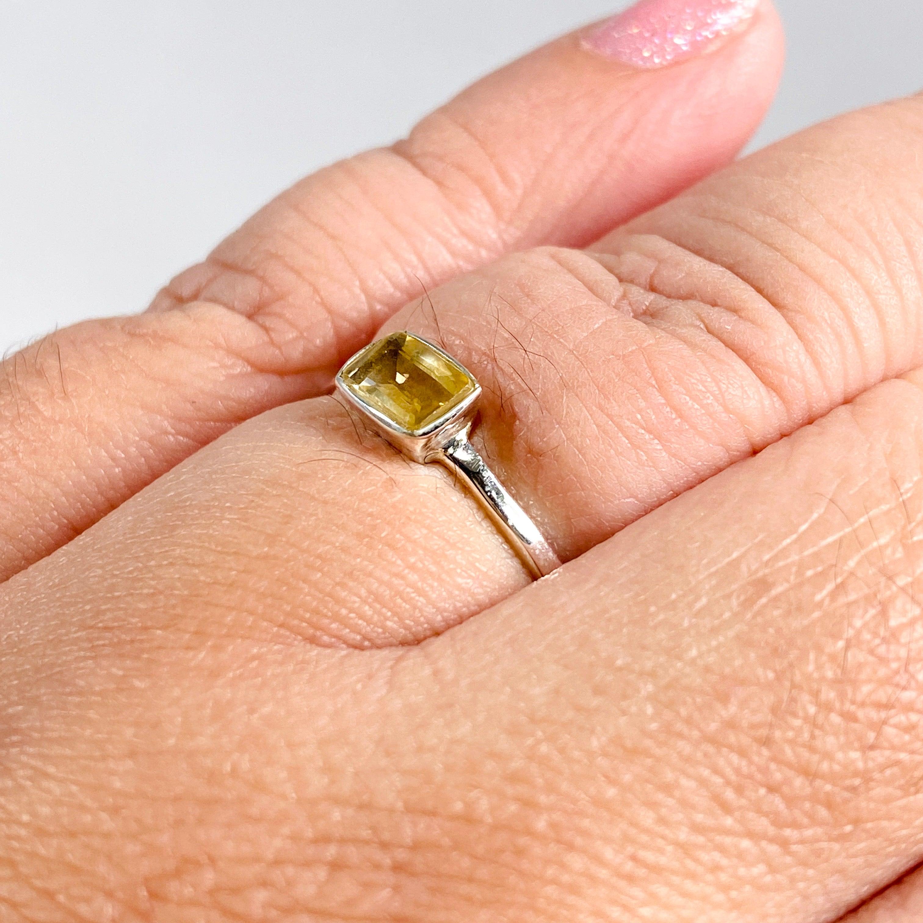 Citrine Rectangular Faceted Fine Band Ring R3793 CIT - Elegant Gemstone Jewelry for Women, Perfect for Weddings, Parties & Daily Wear