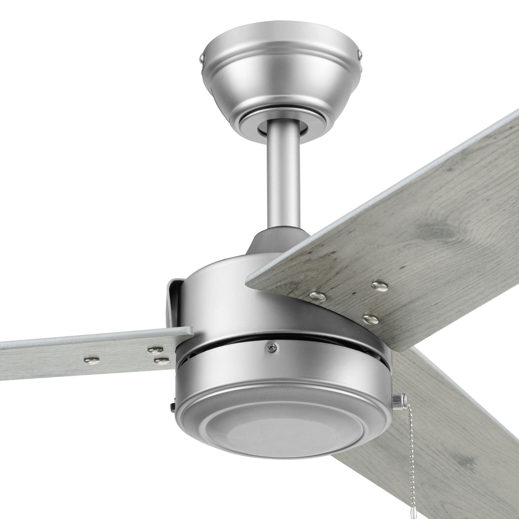 52 Inch Brushed Nickel Ceiling Fan with Pull Chain - Indoor/Outdoor Use for Living Room, Bedroom, Patio & Covered Porch