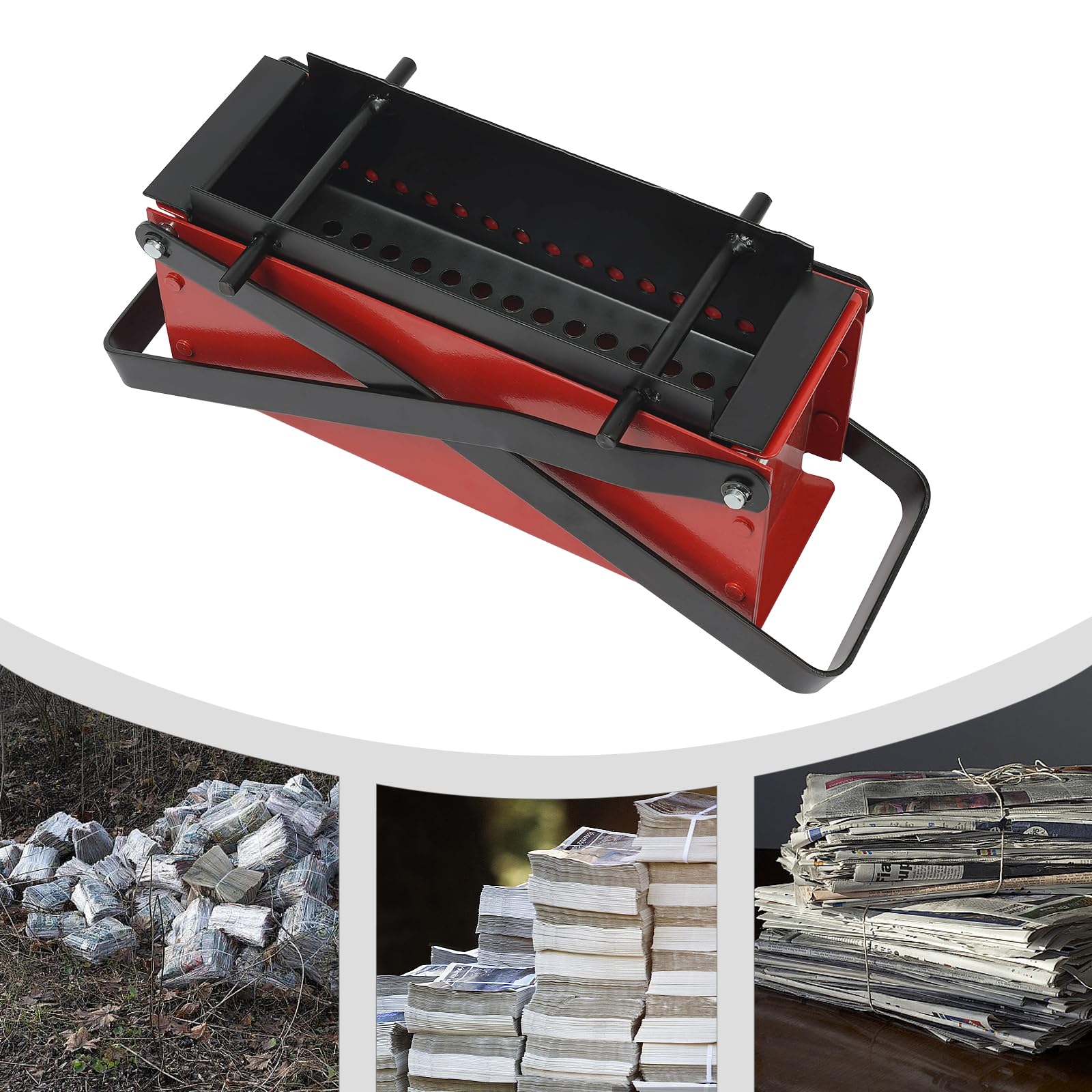 Eco-Friendly Newspaper Briquette Maker | Heavy Duty Steel Paper Log Press for Fireplace & Wood Stove | Waste Paper Brick Maker for Home Heating & Camping | DIY Recycling Tool for Sustainable Living