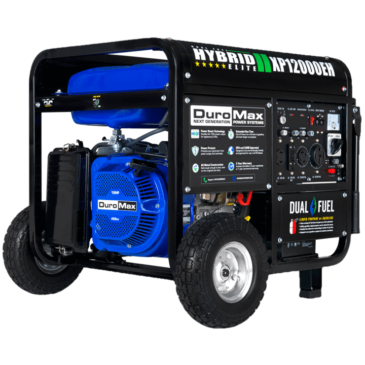 DuroMax XP12000EH 9500W/12000W Dual Fuel Portable Generator with Electric Start - Gas & Propane Powered - Ideal for Home Backup, Camping & Emergency Power Outages