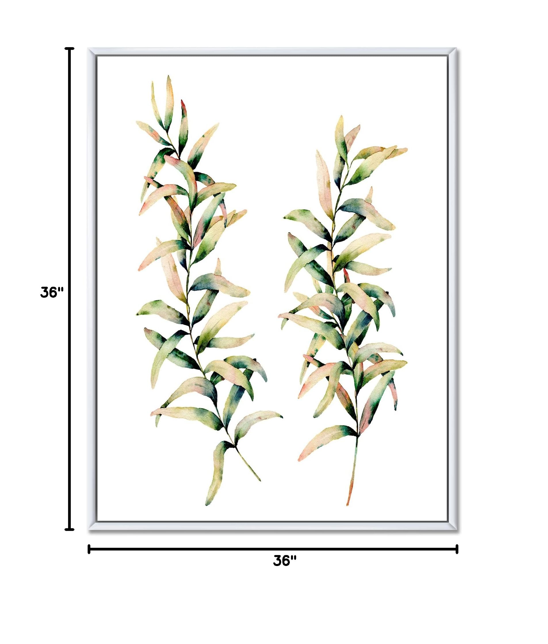 DesignQ Autumn Grass Branches Framed Canvas Wall Art Print - Handmade Home Decor for Living Room, Bedroom & Office
