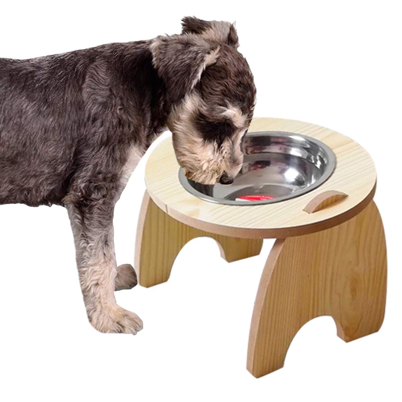 Elevated Dog and Cat Feeder Stand - 15° Tilted Bamboo Raised Food & Water Bowls with Stainless Steel/Ceramic Dishes - Perfect for Joint Health and Comfortable Eating for Small, Medium & Large Pets - Ideal for Home, Kitchen or Vet Clinic Use