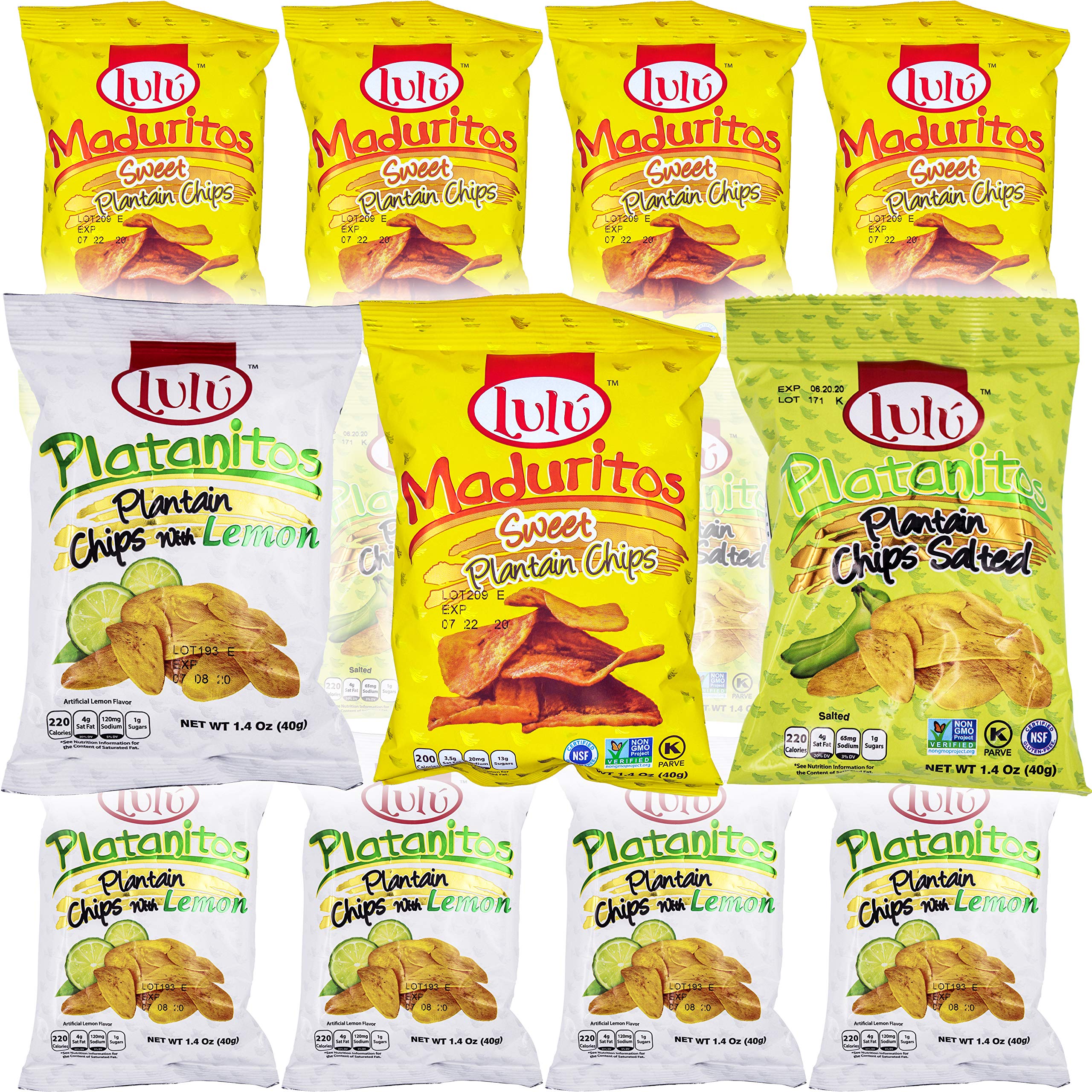 LULU Salted, Sweet, Lemon & Plantain Chips Variety Pack - 12 Count (1.4oz Bags, 16.8oz Total) | Healthy Snacks for Parties, School Lunches & On-the-Go
