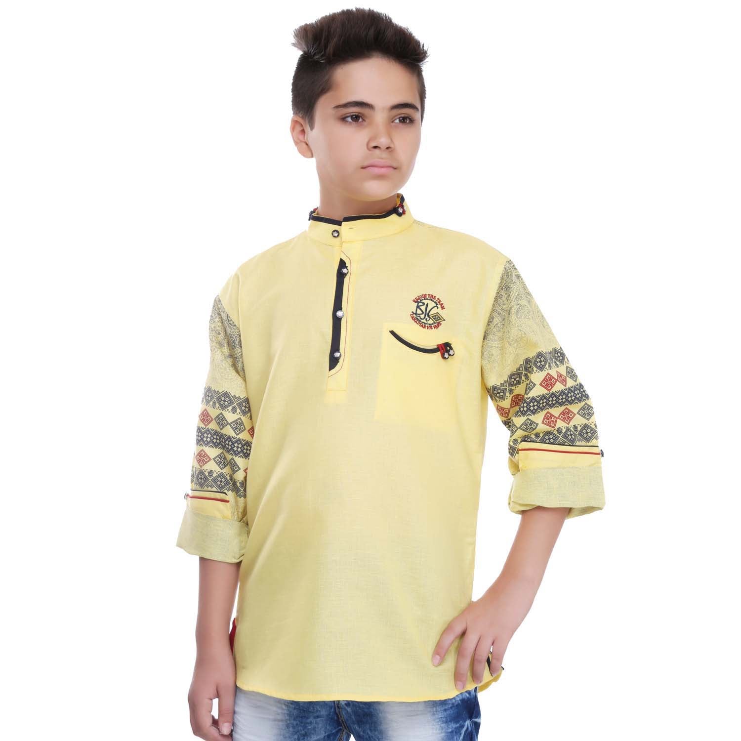Stylish Traditional Print Sleeves Kurta for Men | Premium Cotton Ethnic Wear by Bad Boys | Perfect for Festivals, Weddings & Casual Outings
