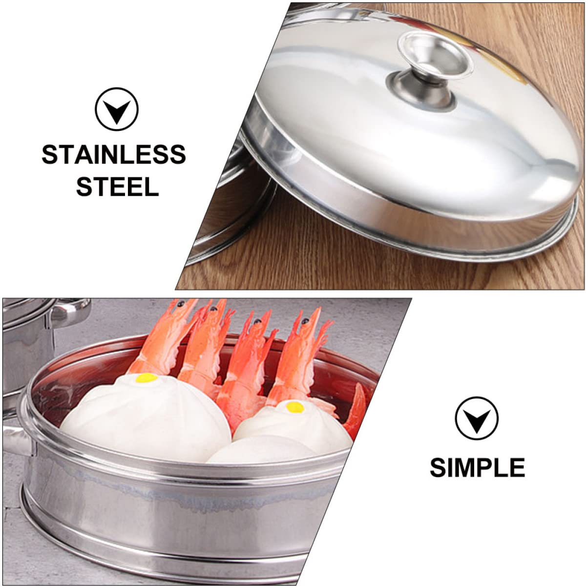 Stainless Steel Steamer Pot Set with Round Steam Basket, Cooling Rack & Trivet Stand - Asian Cooking, Baking & Grilling Utensils for High Pressure Cooking | Perfect for Dumplings, Vegetables & Seafood