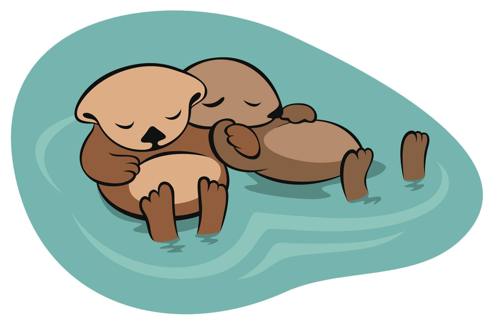 Watercolor Cartoon Sea Otter Couple Magnetic Vinyl Sticker - 4