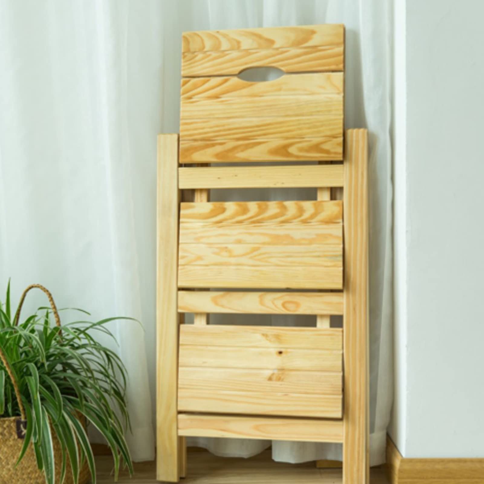 AYVADA 3-Step Solid Wood Folding Step Stool - Multifunctional Ladder Chair for Indoor & Outdoor Use - Dual Purpose as Flower Stand/Shoe Bench - Perfect for Home, Garden, and DIY Projects