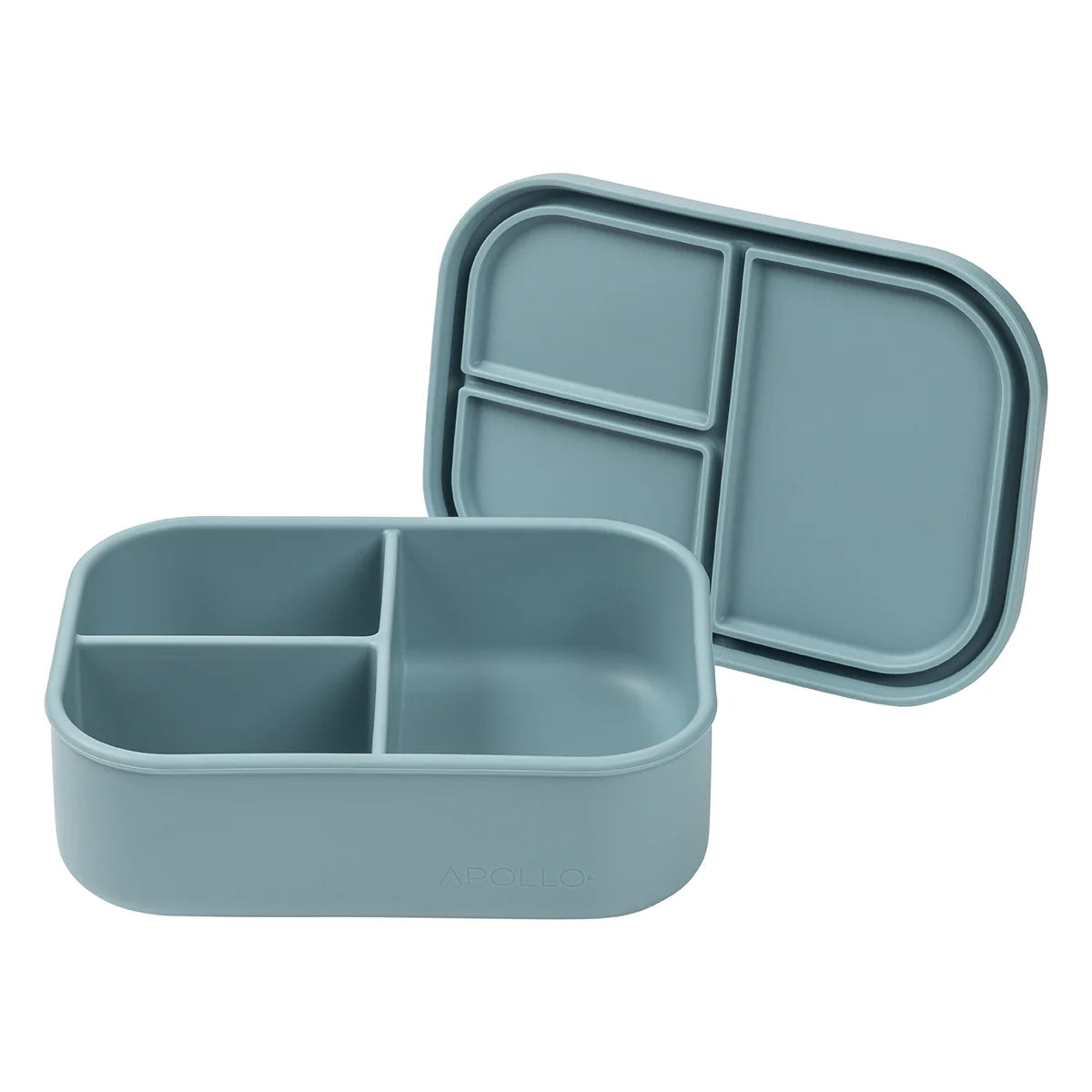 Apollo Silicone Bento Box - 3 Compartment Snack Container for Kids & Adults, Leak-Proof & Microwave Safe, Perfect for School, Office & Picnics (Blue)