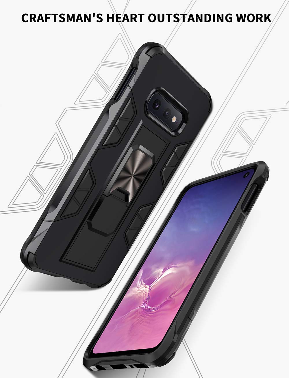 Samsung Galaxy Note 8 Case with Built-in Kickstand - Military Grade Shockproof Protective Cover, Heavy Duty Armor Phone Case with Stand Holder (Black) - Perfect for Outdoor Activities, Travel and Daily Protection