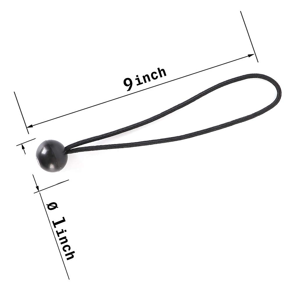 XSTRAP STANDARD 28-Piece 9-Inch Heavy Duty Ball Bungee Cords - Black Elastic Tie Down Balls for Canopy, Tarp, Tent, Straps & Wires | Secure Outdoor Gear, Camping Equipment & Cargo Fastening