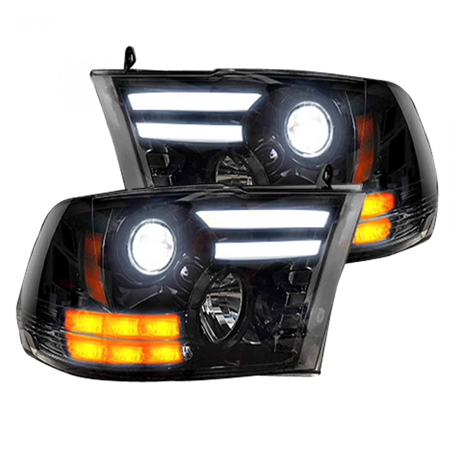 Dodge RAM 2500/3500 (2015-2018) Projector Headlights with OLED DRL & LED Turn Signals - Smoked/Black Housing - Upgrade for Night Driving & Off-Road Adventures