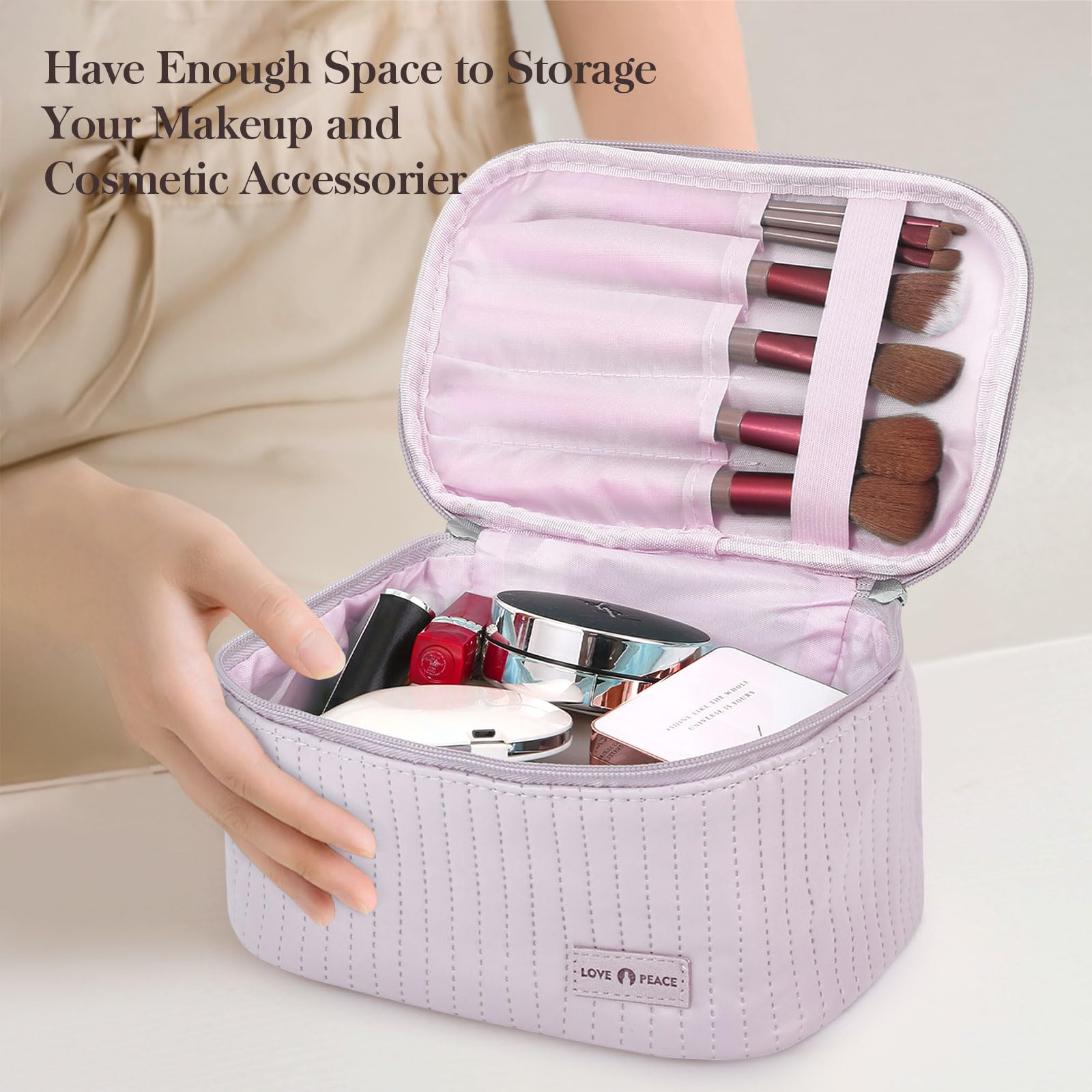Large Capacity Travel Makeup Bag - PU Leather Cosmetic Organizer & Toiletry Pouch for Women | Portable Makeup Storage for Travel, Gym, and Daily Use