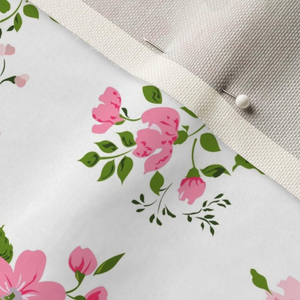 Pink Cute Roses Floral Print Velvet Fabric by The Yard - Soft Upholstery & Apparel Material for Nursery Decor, Girls' Room, DIY Home Projects (Spoonflower Premium Quality)