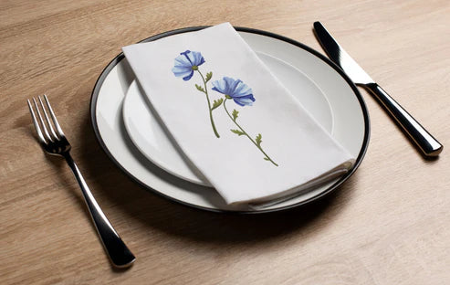 Disposable Linen-Like Paper Guest Towels - 16 Pack Blue Daffodil | Premium Bathroom & Kitchen Napkins for Parties, Weddings & Events