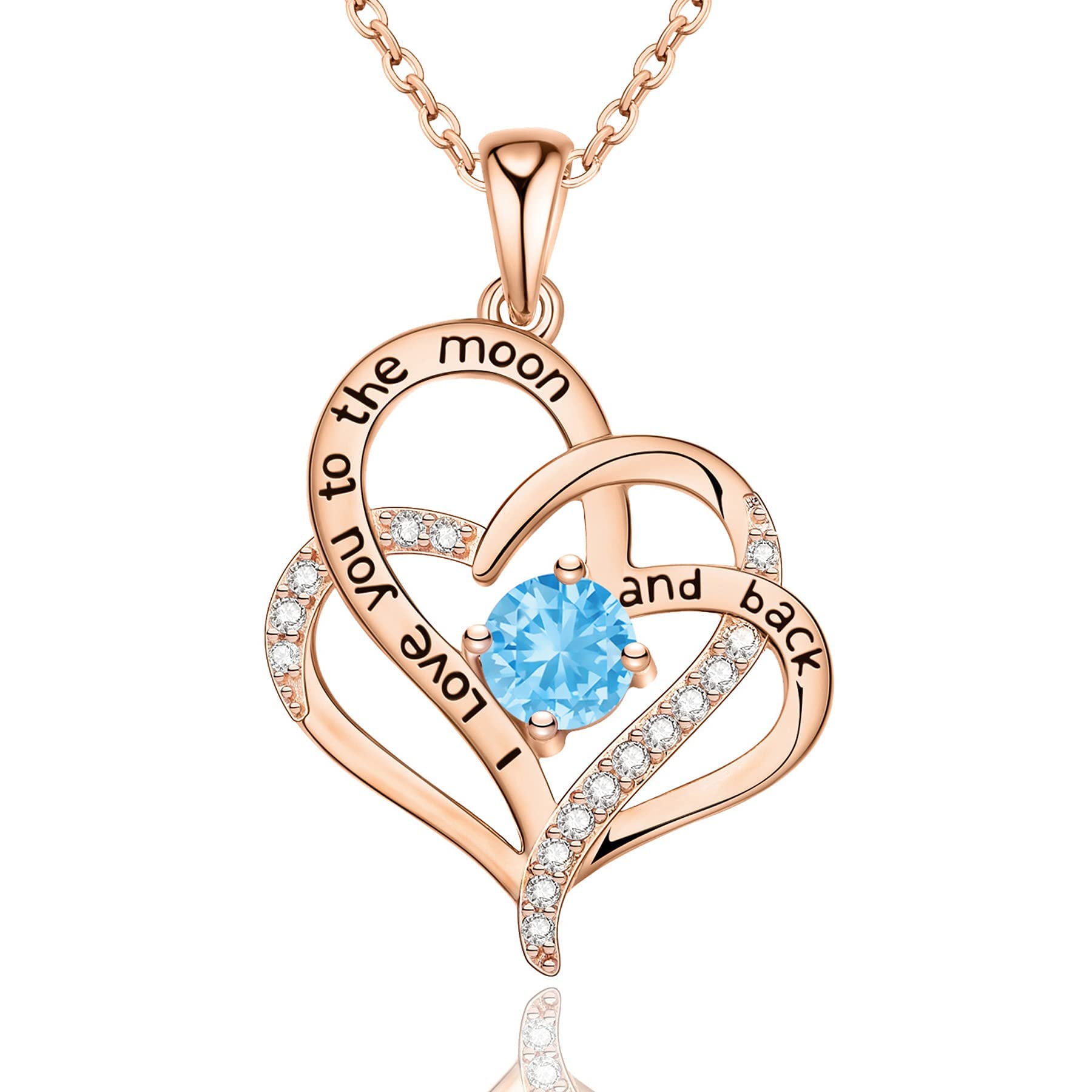 NEWNOVE Heart Pendant Necklace for Women - Genuine Birthstone Jewelry Gift for Wife, Girlfriend, Mom | Romantic Anniversary, Birthday, Valentine's Day Present for Her | Perfect for Date Nights, Weddings & Special Occasions