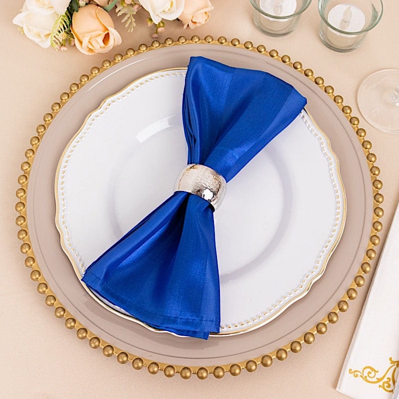 Premium 20x20 Inch Satin Table Napkins - Set of 5 Striped Elegant Dinner Napkins for Formal Dining, Wedding, and Holiday Parties