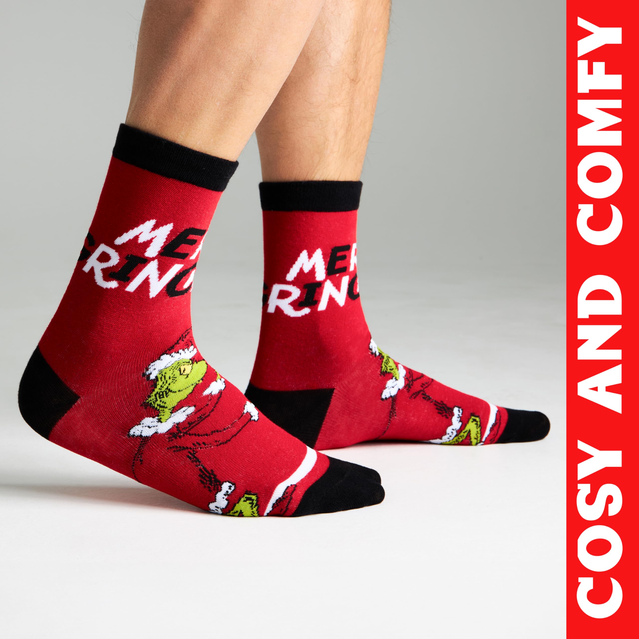 **Men's & Teens Christmas Holiday Crew Socks - 6 Pack Soft Breathable Cotton Socks for Gifts, Daily Wear & Winter Comfort**    *(Perfect for Stocking Stuffers, Office Parties & Cozy Winter Days)*