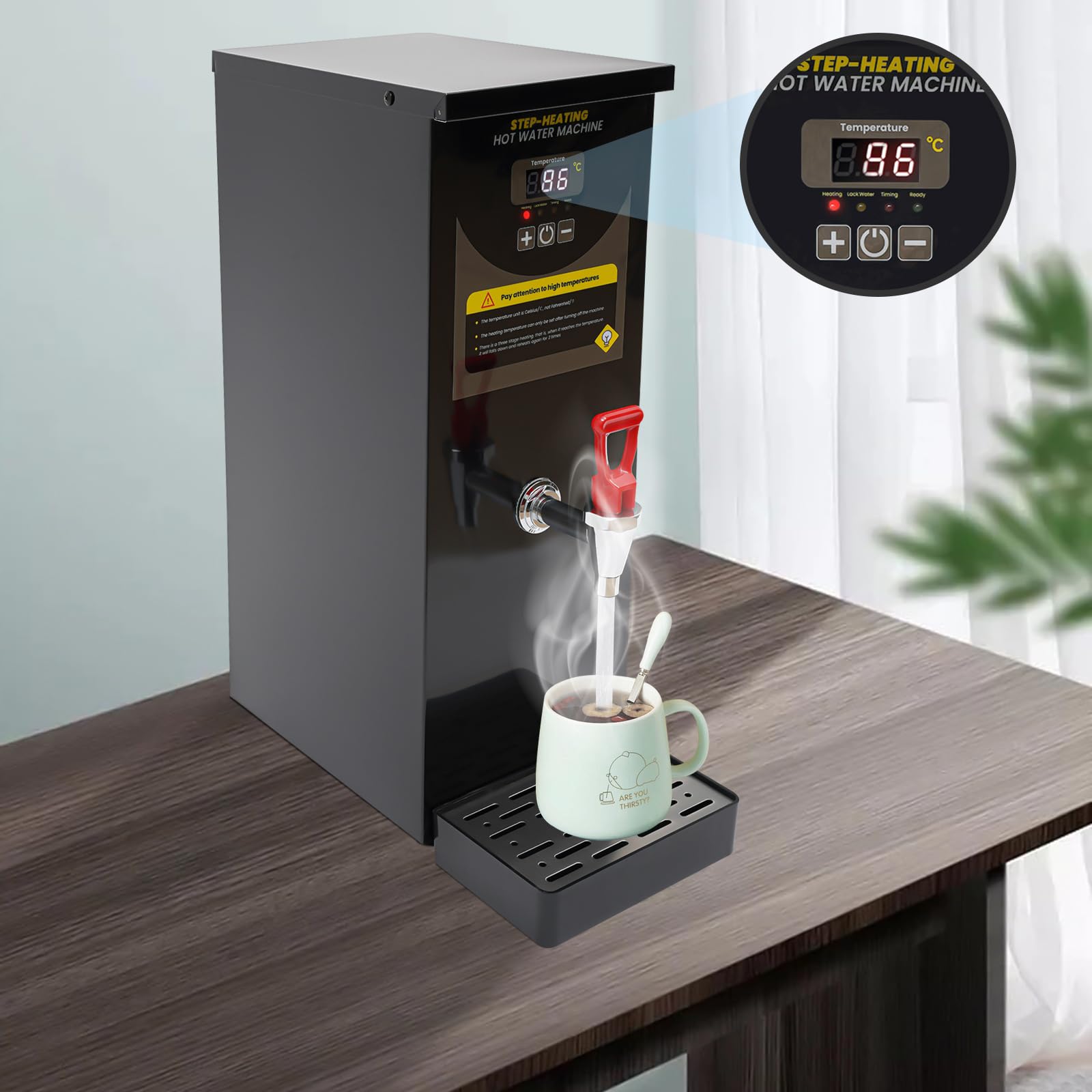 Commercial Electric Hot Water Dispenser 8L/2.11Gal - 2000W Fast Boiling Water Machine for Tea, Coffee, Dessert Shops & Hotels (35L/H Capacity) - Perfect for High-Demand Food Service & Beverage Preparation