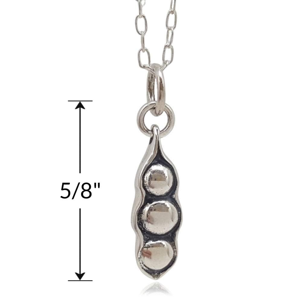 Sterling Silver Three Peas in a Pod Charm Necklace - 18 Inch Dainty Jewelry for Women, Gift for Mom Sister Daughter - Perfect for Birthdays, Anniversaries & Everyday Wear