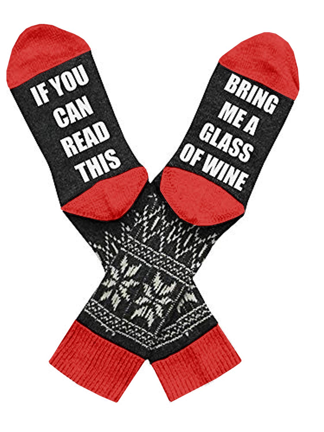 Funny Christmas Novelty Crew Socks with 'If You Can Read This' Saying - Wine-Themed Holiday Socks for Men & Women | Perfect Gift for Movie Nights & Cozy Winter Evenings