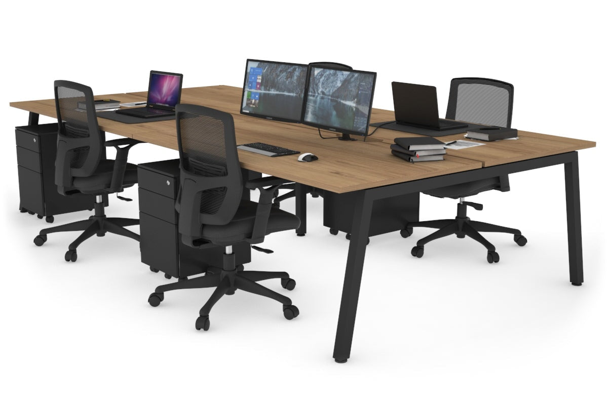 Quadro 4-Person Office Workstation Desk - 1200L x 800W with Cable Management Scallop - Perfect for Collaborative Workspaces, Team Meetings & Open Office Environments