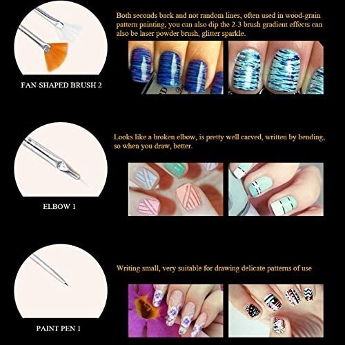 INOG 15-Piece UV Gel Acrylic Nail Brush Set - Professional Nail Art Design Painting Tools with Drawing Pen & Polish Brushes (White) | Perfect for Salon, Home Manicures & Nail Art Creations