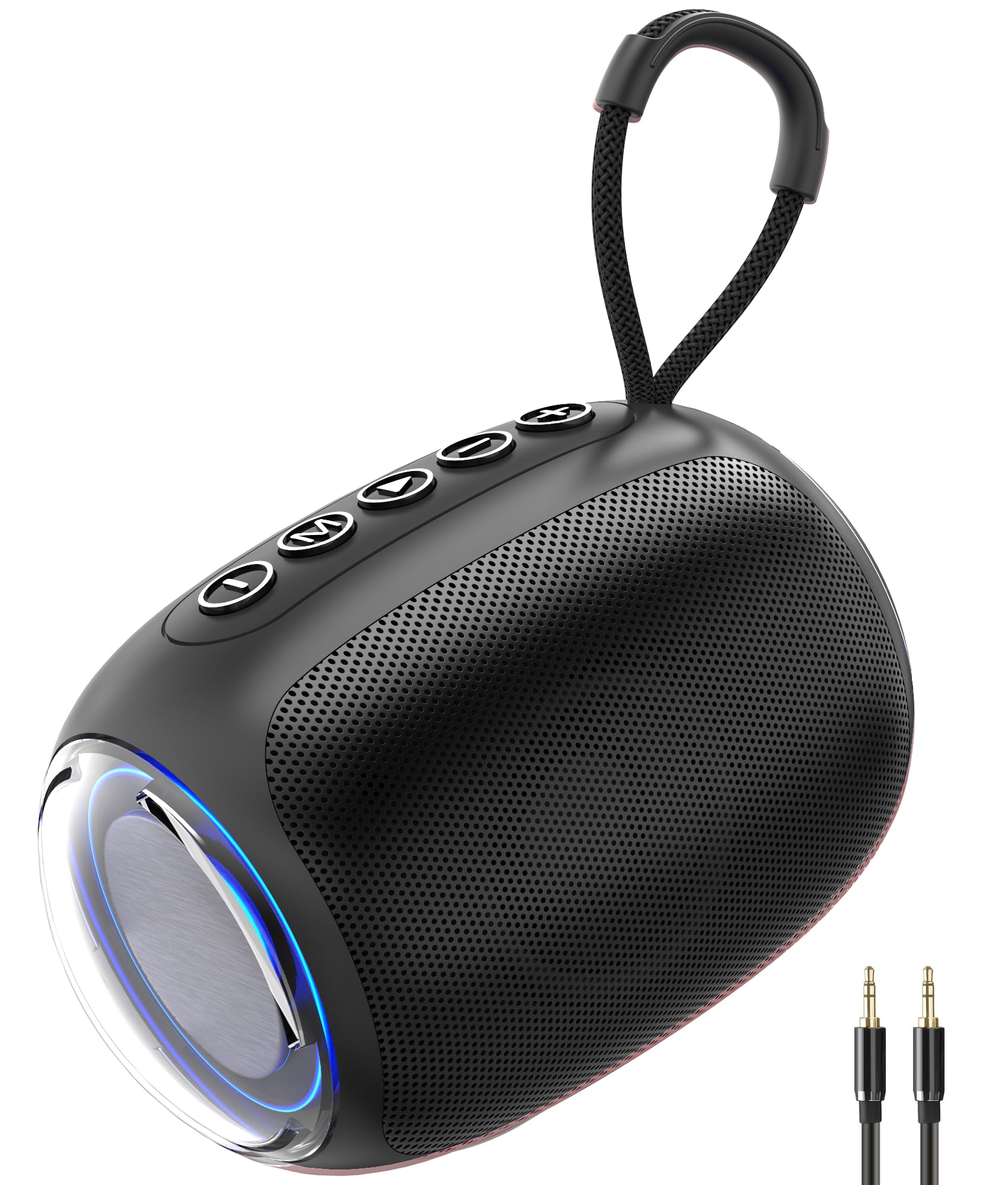 Portable Bluetooth Speaker with 3.5mm AUX Input - Wireless Speaker with HD Sound & 12H Playtime, Built-in Mic, Supports AUX/TF/USB Playback (Black) - Perfect for Outdoor, Travel, Home & Party Use
