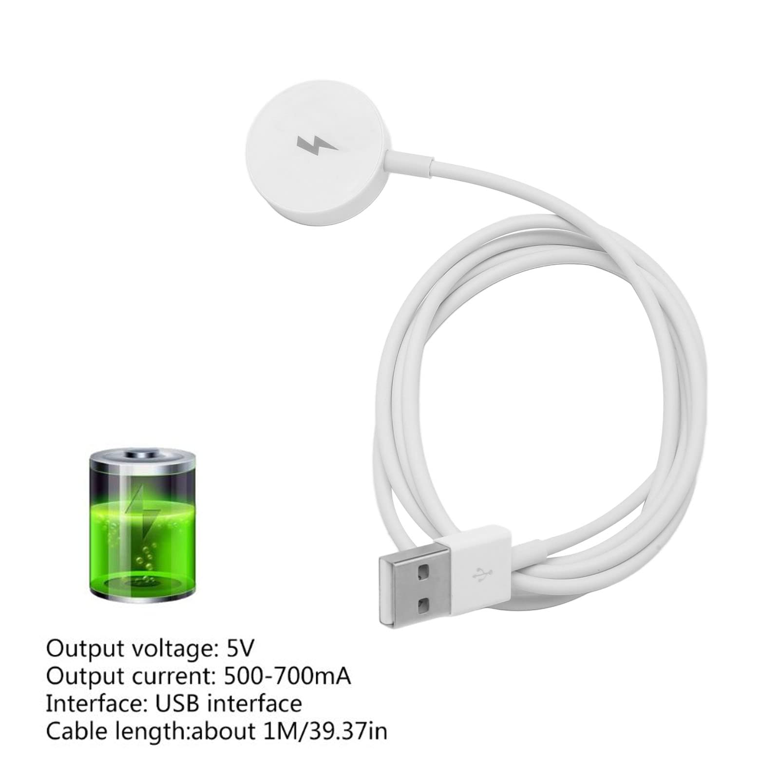 Magnetic Smart Watch Charger for Fossil Gen 1/2/3 - Fast Charging Dock Cable with Secure Connection - Compatible with Fossil Smartwatches (White) | Perfect for Home, Office & Travel Use