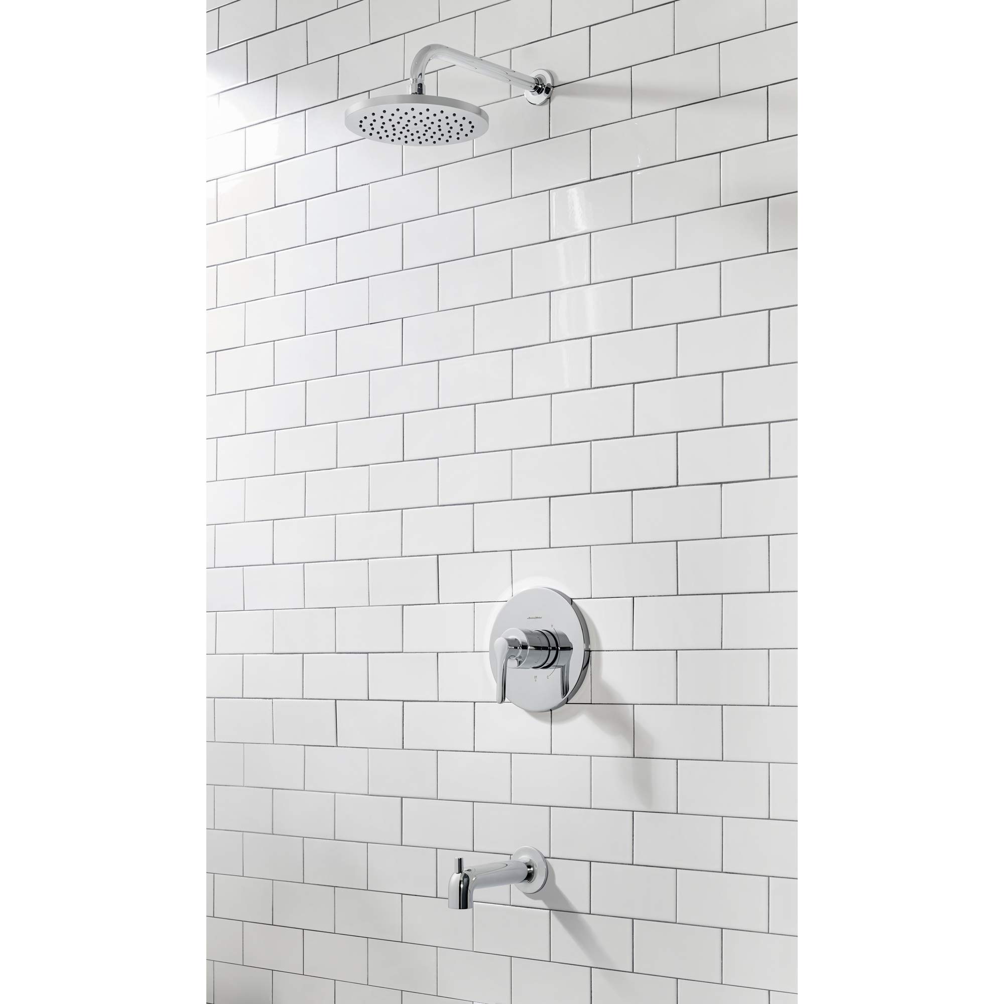 American Standard TU105502.002 Chrome Studio S Tub and Shower Trim Kit with Cartridge - 2.5 GPM Flow Rate for Bathroom Renovation | Perfect for Modern Home Bathing Experience
