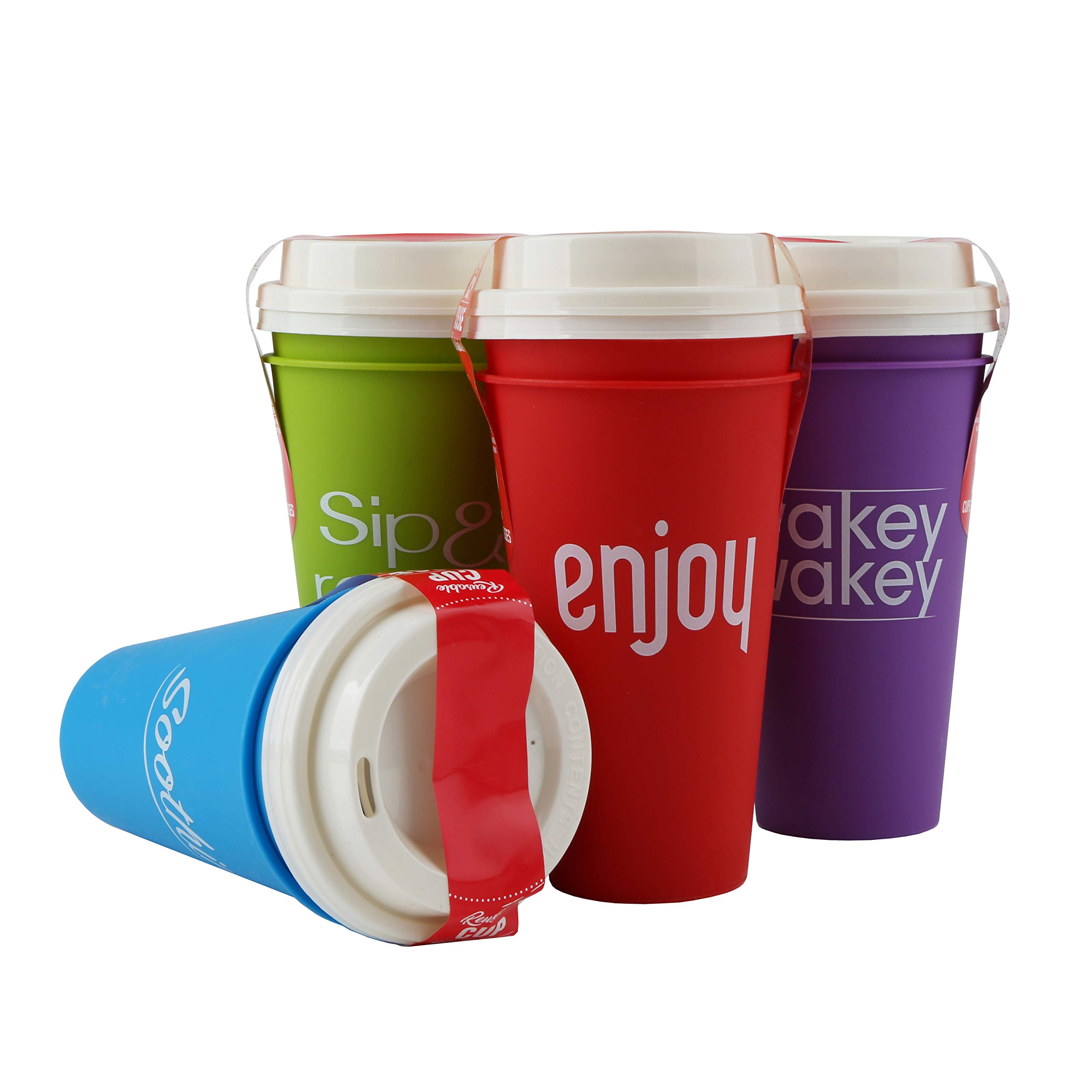 16 oz Reusable Plastic Travel Cups with Lids - 8 Pack Leak-Proof BPA-Free Drinkware for Coffee, Tea & Smoothies | Perfect for Commuting, Camping & Office Use
