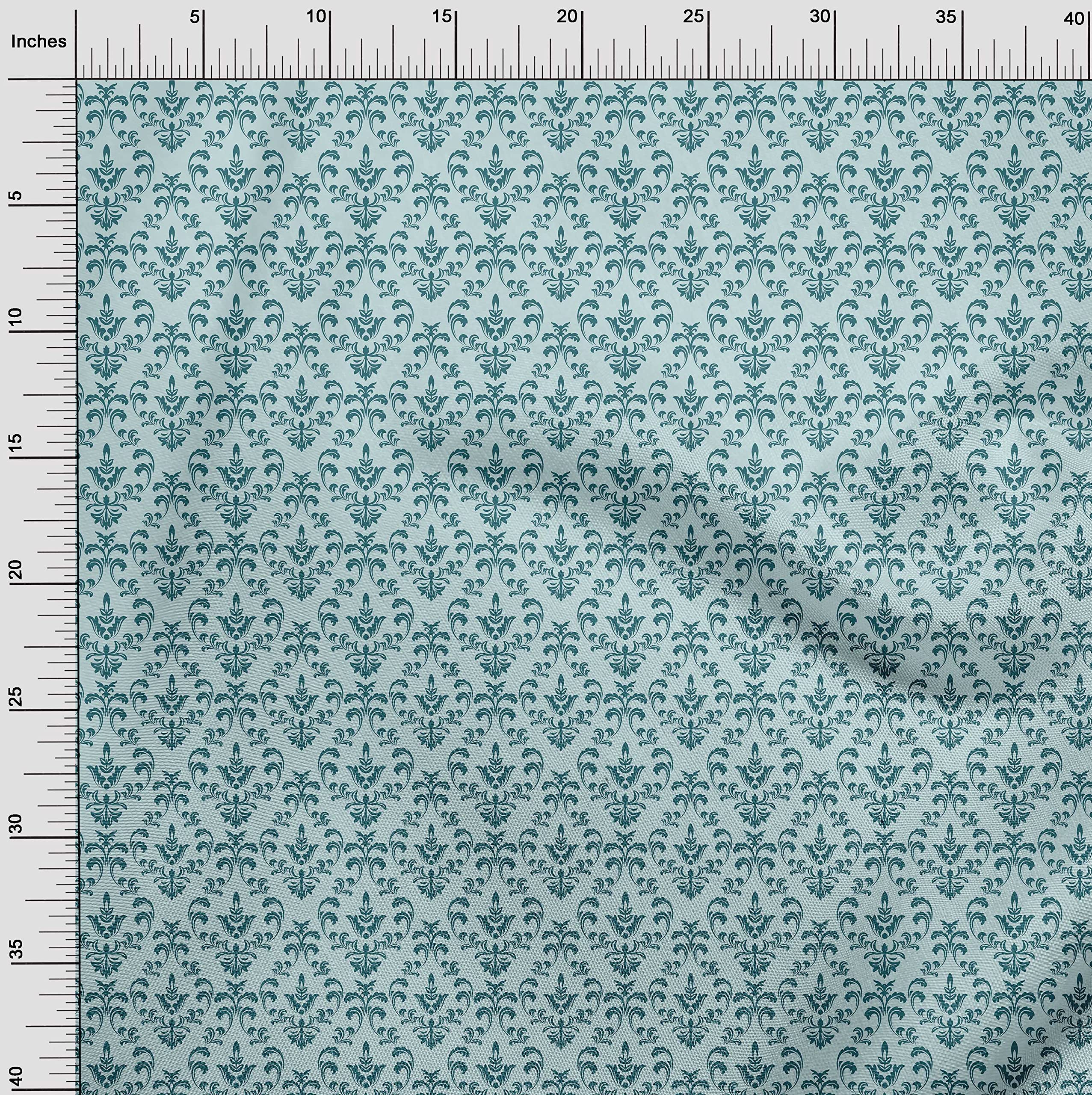 oneOone Georgette Viscose Sky Blue Fabric - 42 Inch Wide Printed Damask Material for DIY Clothing, Dresses & Home Decor Sewing Projects | Premium Sewing Supplies by The Yard