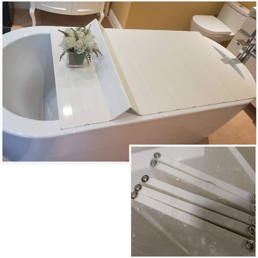 Bathtub Tray Cover - Foldable White PVC Dustproof Bath Lid (80×150cm) | Bathroom Storage Organizer for Soap, Books & Candles | Perfect for Relaxing Bath Time & Spa Days